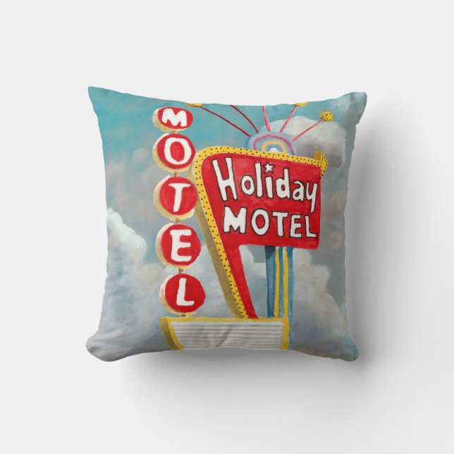 Cojín Decorativo Rótulo de Holiday Motel (Anverso)