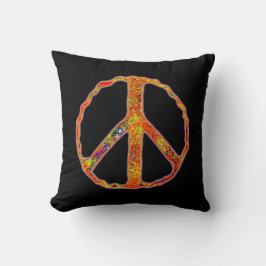 Cojín Decorativo Rótulo de Paz ~ Psicodélico