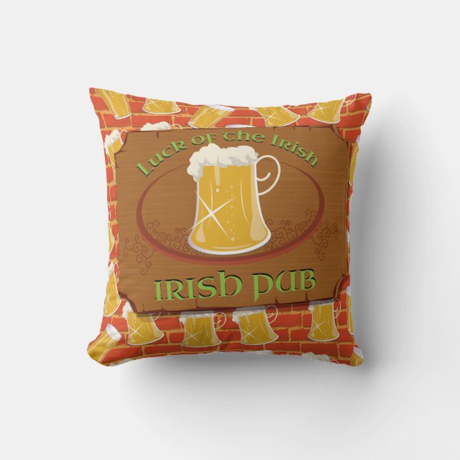 Cojín Decorativo Rótulo de pub irlandés (Anverso)