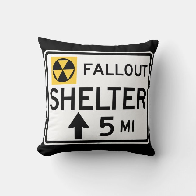 Cojín Decorativo Rótulo Fallout Shelter (Anverso)