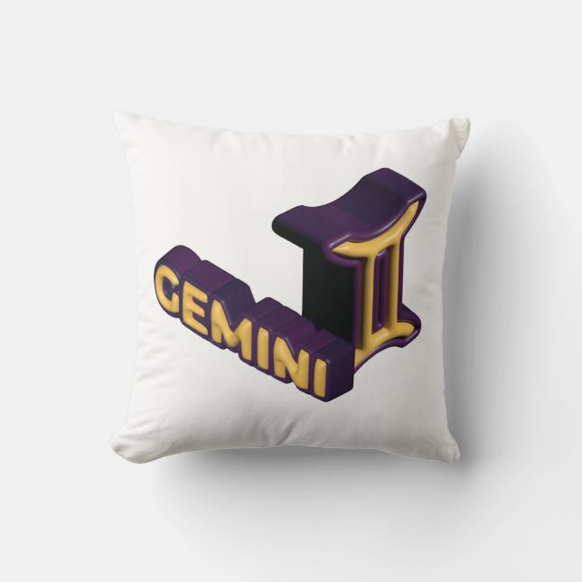 Cojín Decorativo Rótulo Gemini Zodiac y diseño de texto (Anverso)