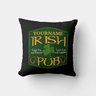 Cojín Decorativo Rótulo irlandés personalizado del Pub