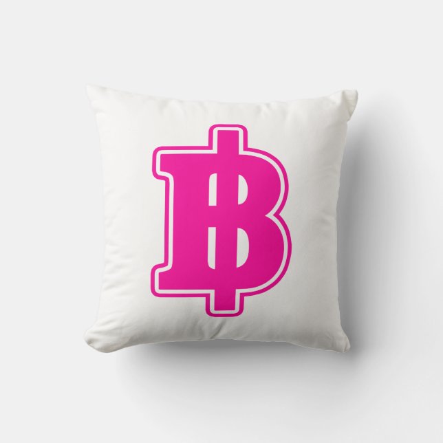 Cojín Decorativo Rótulo PINK BAHT ฿ dinero tailandés ฿ (Anverso)