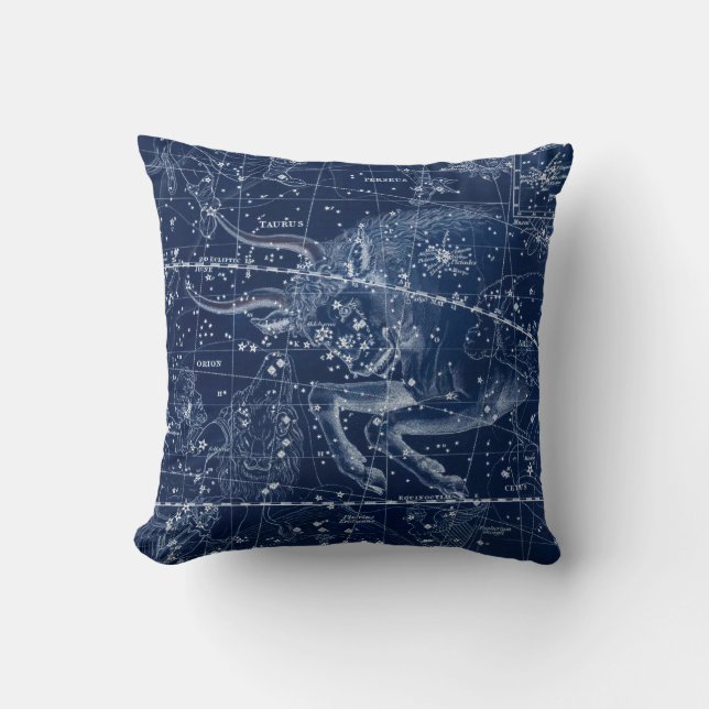 Cojín Decorativo Rótulo Taurus Zodiac Ilustracion de cosecha (Anverso)