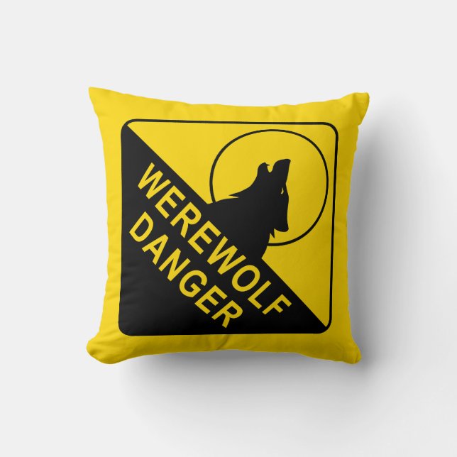 Cojín Decorativo Rótulo Werewolf Danger (Anverso)