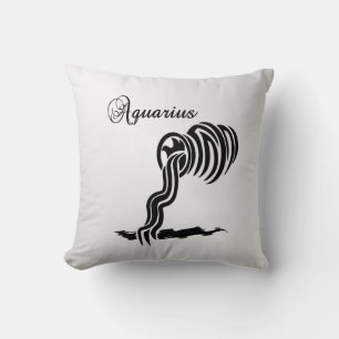 Cojín Decorativo Rótulo y símbolo acuario zodiaco