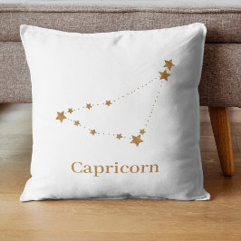 Cojín Decorativo Rótulo Zodiac moderno Capricornio de oro | Tierra