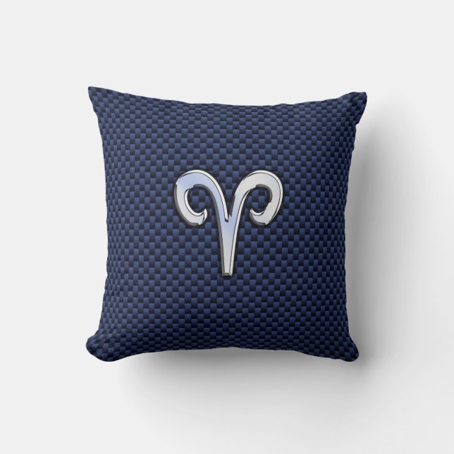 Cojín Decorativo Rótulo Zodiac Silver Aries Impresión de fibra de c (Anverso)