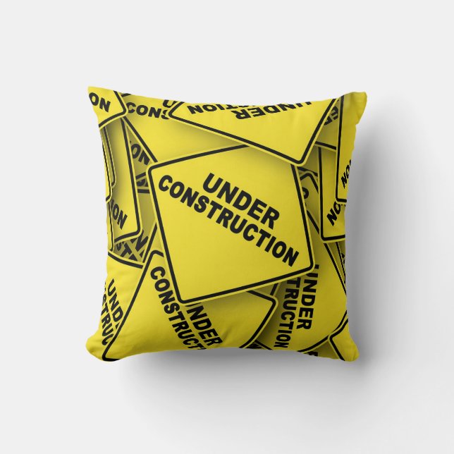 Cojín Decorativo Rótulos de construcción en curso (Anverso)