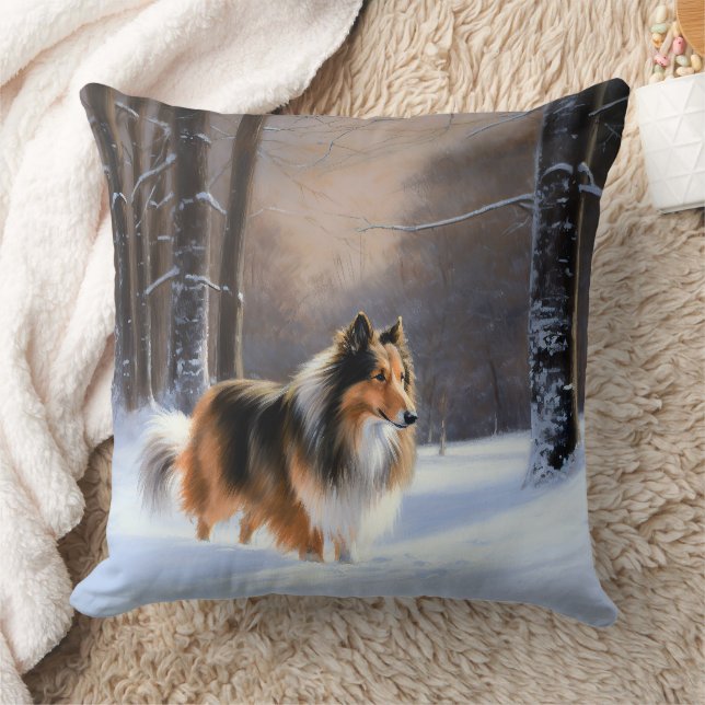 Cojín Decorativo Rough Collie Deja Que Nieva Navidades (Manta)