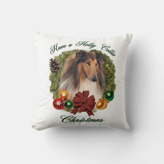 Cojín Decorativo Rough Collie Navidades (Anverso)