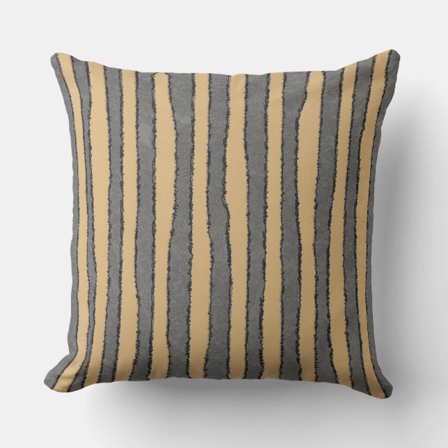 Cojín Decorativo Rough Strips Golden Caramel and Grey (Anverso)