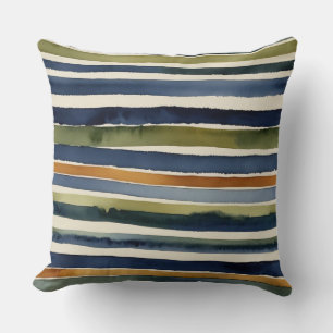 Cojín Decorativo roya azul verde y rayas beige