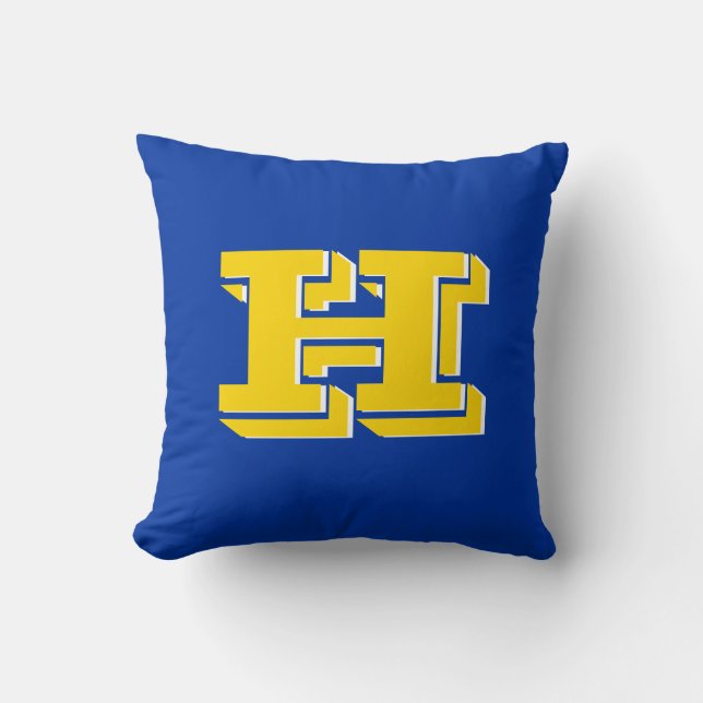 Cojín Decorativo Royal Blue and Gold Team Pride Monogram (Anverso)
