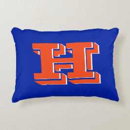 Cojín Decorativo Royal Blue and Orange Collegiate Color Monogram