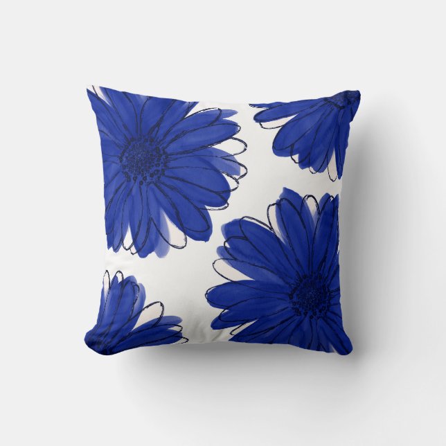 Cojín Decorativo Royal Blue Daisies (Anverso)