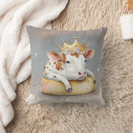 Cojín Decorativo Royal Cow Dreaming on Cheese Throne               