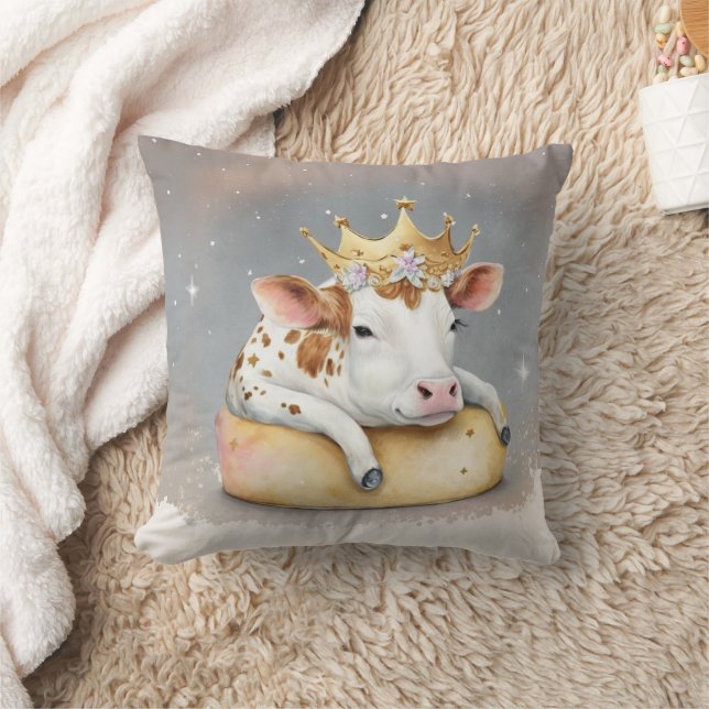 Cojín Decorativo Royal Cow Dreaming on Cheese Throne                (Manta)