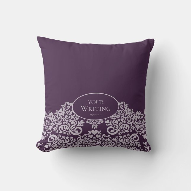 Cojín Decorativo Royal Plum Personalized Damask (Anverso)