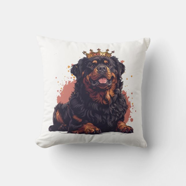 Cojín Decorativo Royal Rottweiler Dog Queen Crown (Anverso)