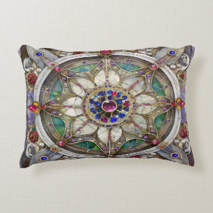 Cojín Decorativo Rubí, amatista, zafiro y mandala de perla