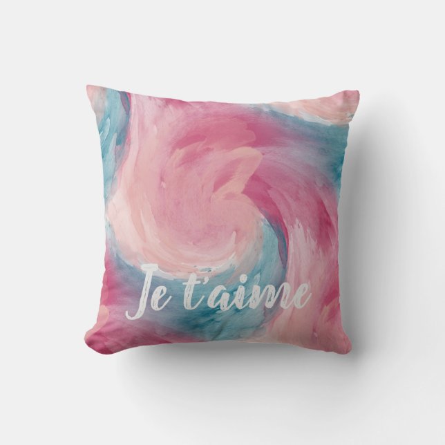 Cojín Decorativo Rubor Aqua Je Taime Abstracto (Anverso)