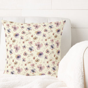 Cojín Decorativo Rubor crema boho acuarela flor silvestre