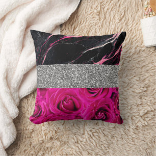 Cojín Decorativo Rubor de brillo dorado de lujo acuarela Rose Gold