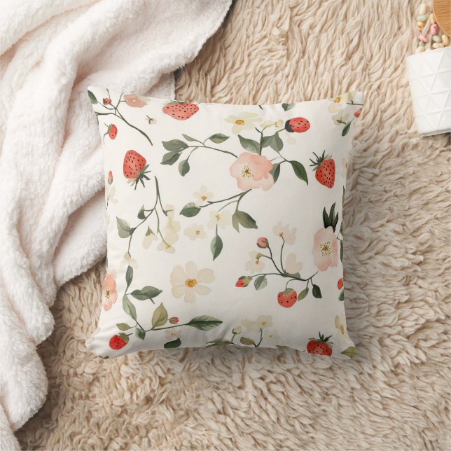 Cojín Decorativo Rubor de crema Fresas (Manta)
