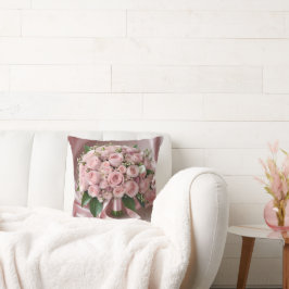 Cojín Decorativo "Rubor of Love: Un Bouquet de romance eterno"