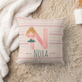Cojín Decorativo Rubor Pink Ballerina Monograma N - Arte personaliz