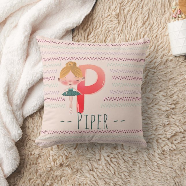 Cojín Decorativo Rubor Pink Ballerina Monograma P - Arte personaliz (Manta)