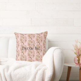 Cojín Decorativo Rubor Pink Floral Feathers Dream Catcher