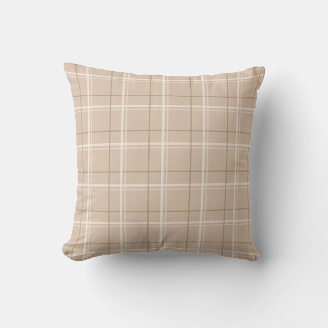 Cojín Decorativo Rubor Plaid Tartan Neutral (Anverso)