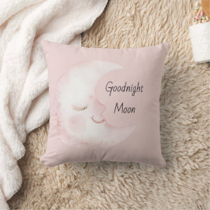 Cojín Decorativo Rubor Rosa Blanco Feliz Buenas Noches Luna