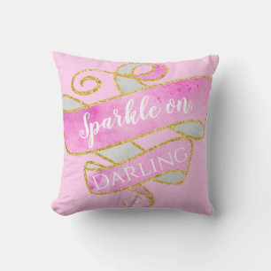 Cojín Decorativo Rubor Rosa Dorado Brillo Centelleo, Querida