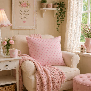 Cojín Decorativo Rubor Soñador Rosa Suave Lunares