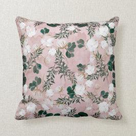 Cojín Decorativo Rubor Taupe Algodón Floral Vegetación Rústico Desl