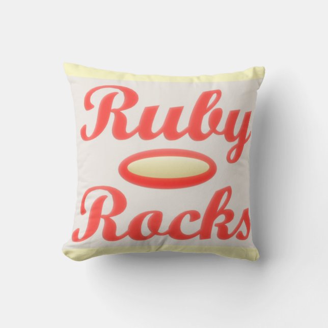 Cojín Decorativo Ruby Rocks diseño crema roja y melosa (Anverso)
