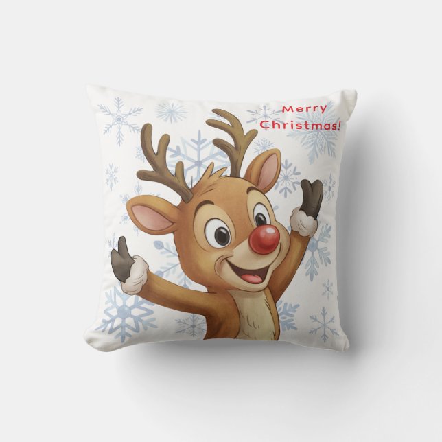 Cojín Decorativo Rudolph with Blue Snowflakes Reversible (Anverso)