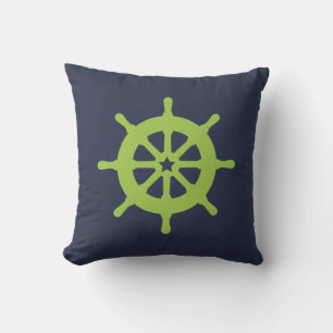 Cojín Decorativo Rueda de barco verde y azul
