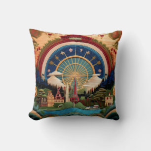 Cojín Decorativo Rueda de la fortuna de estilo bordado y casquillo