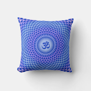 Cojín Decorativo Rueda de meditación de flor de loto púrpura OM