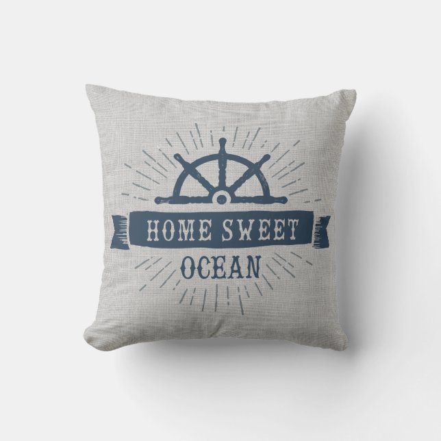 Cojín Decorativo Rueda del Capitán del Océano Dulce Hogar (Anverso)