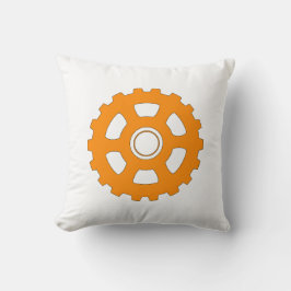 Cojín Decorativo Rueda Dentada Naranja Industrial