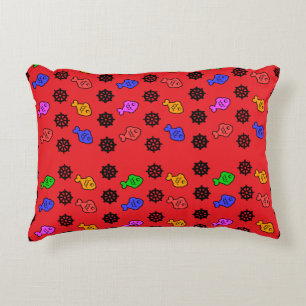 Cojín Decorativo Ruedas Pescas Niños Rojo