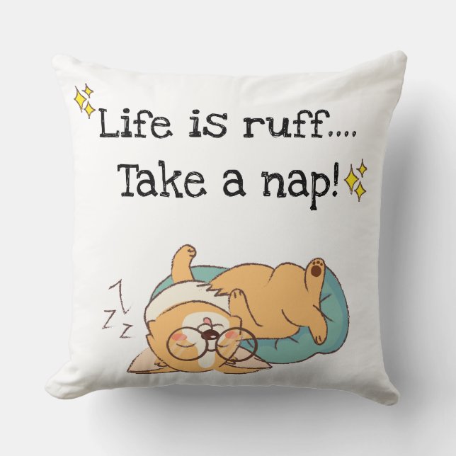 Cojín decorativo Ruff Life Nap Corgi (Anverso)