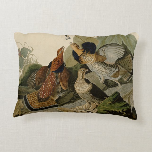 Cojín Decorativo Ruffed Grouse Audubon Game Bird (Reverso)