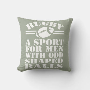 Cojín Decorativo Rugby un deporte para hombres con bolas de forma r