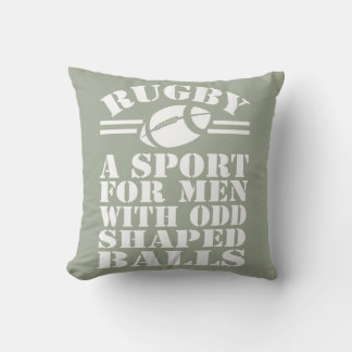 Cojín Decorativo Rugby un deporte para hombres con bolas de forma r